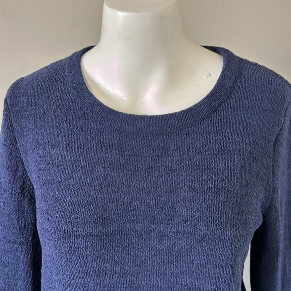 Lilly Pulitzer Calloway Chenille Ruffle Sleeve Sweater Crewneck Navy Sz S - Picture 4 of 11